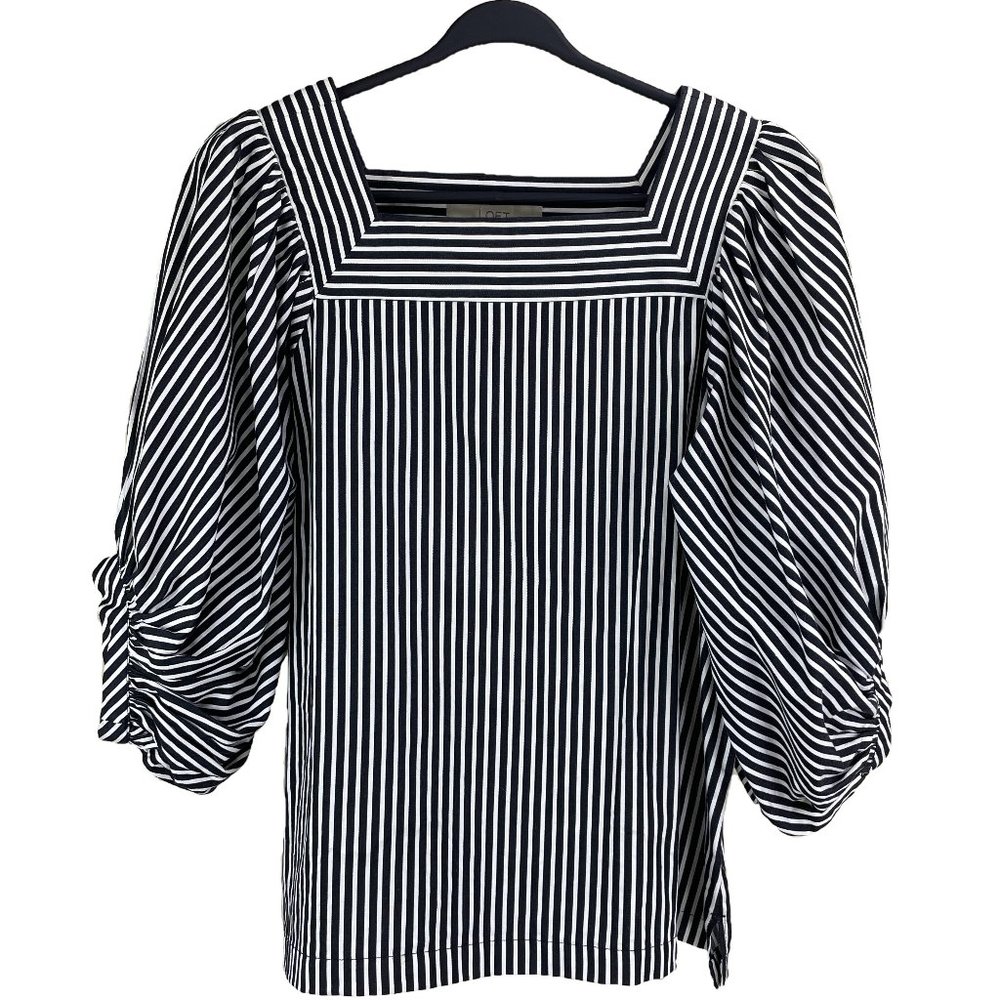 LOFT cotton black white stripe top - Crisp & Cool - SZ XS